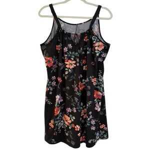 APT 9 Floral‎ Nightgown Womens XL Black Floral Print Adjustable Straps